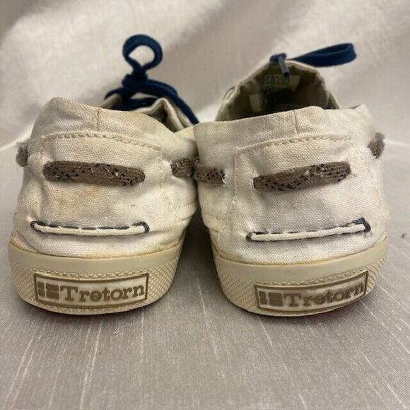 TRETORN Otto White Navy Blue Canvas Mens 8.5 Womens 10 Boat Deck Shoes Sneakers - Picture 4 of 8